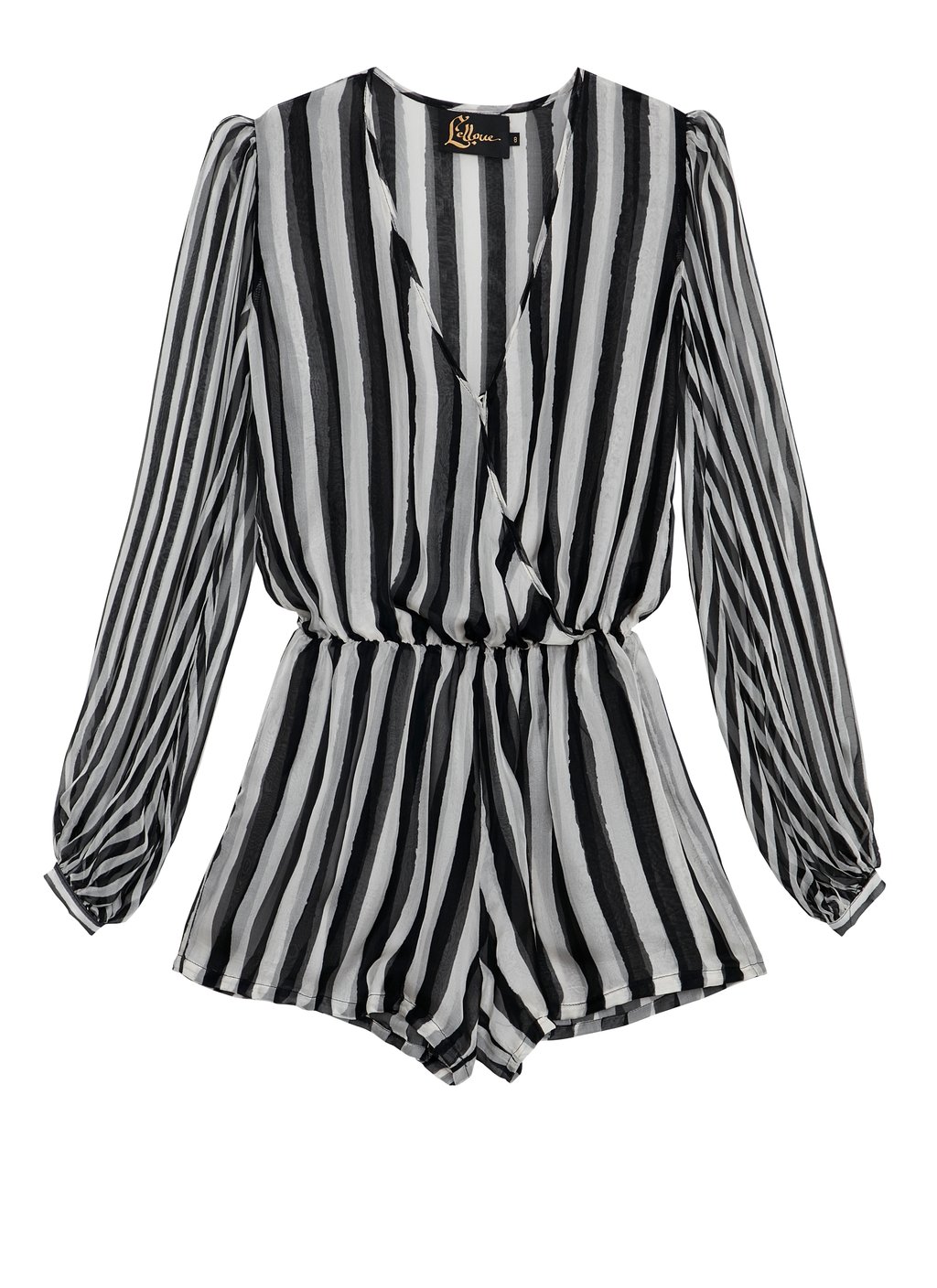 Black & White Stripes Puff Sleeve Playsuit